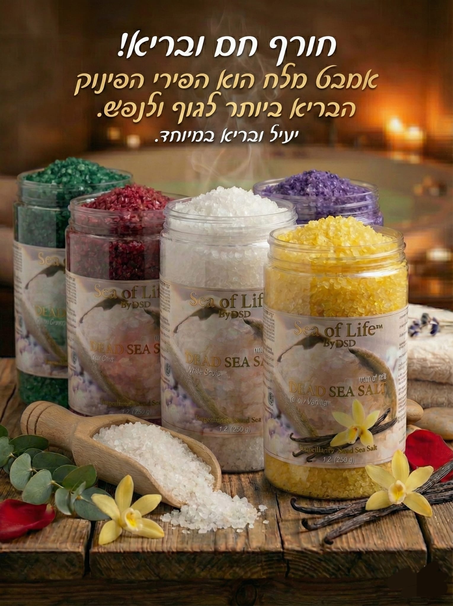 אוסף מלחי ים המלח צבעוניים
